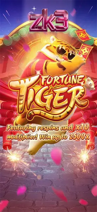 Tampilan visual slot Fortune Tiger dengan simbol harimau emas dan latar belakang kuil.
